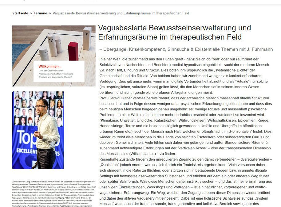 Fachvortrag bei der „Österreichischen Arbeitsgemeinschaft für systemische Therapie und systemische Studien (ÖAS)“ in Wien