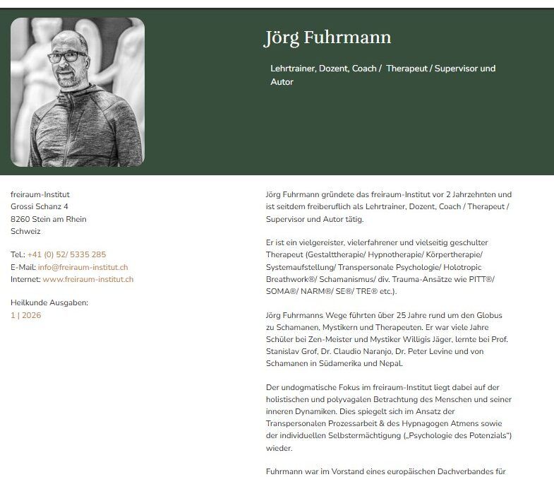 Jörg Fuhrmann als Autor beim Heilkunde-Magazin-Schweiz